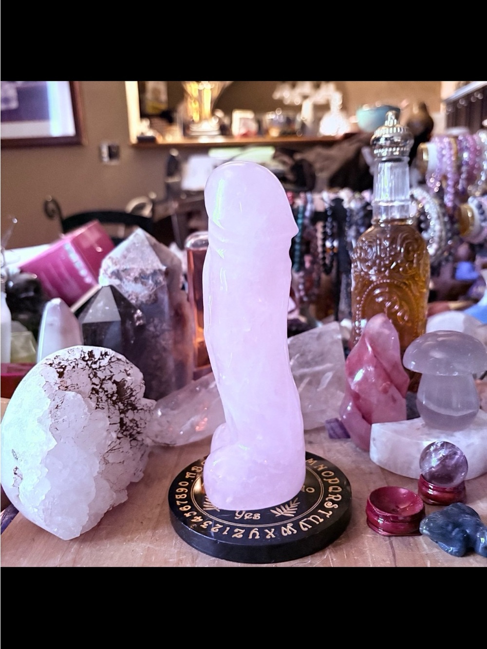 Rose Quartz Decorative phallus Sculpture